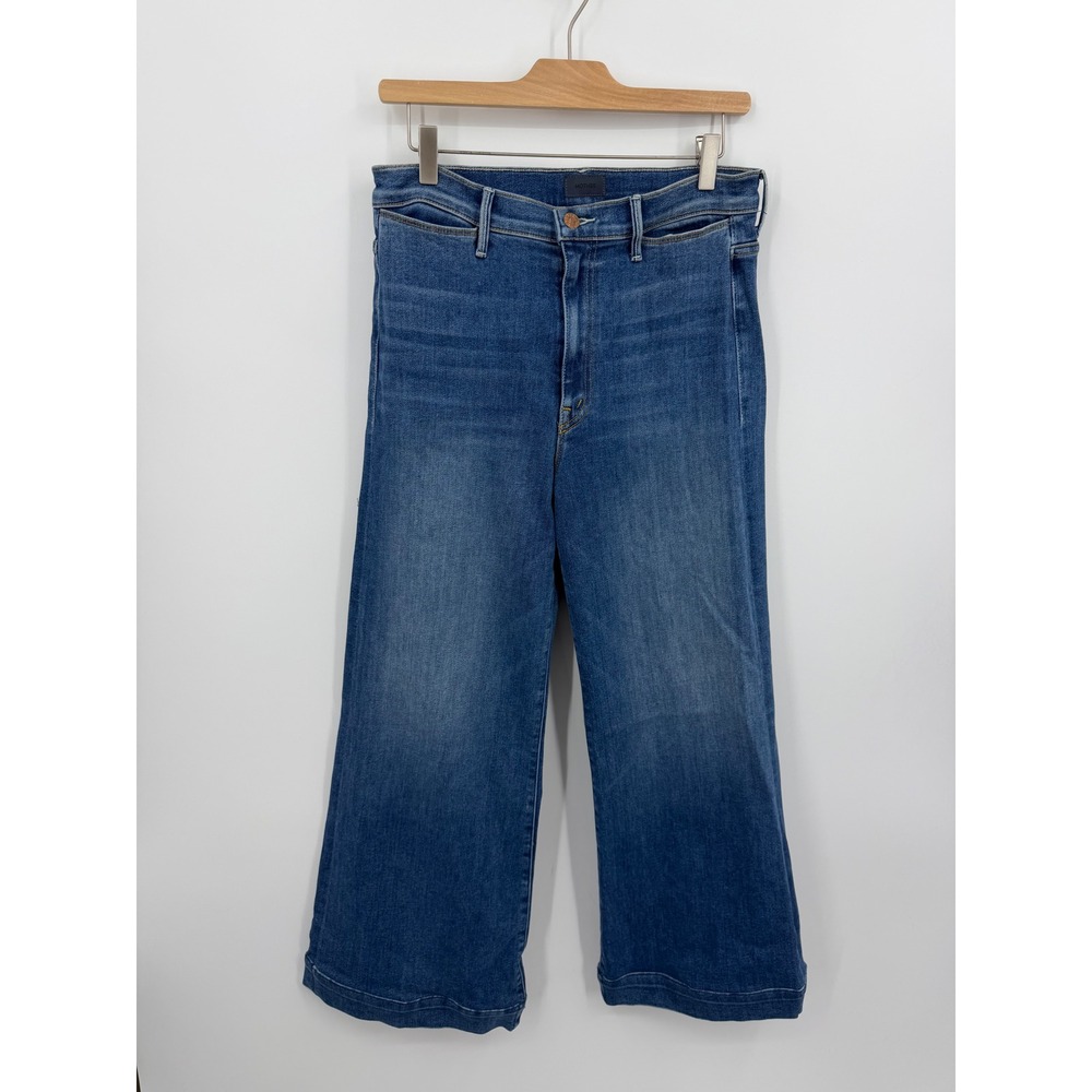 MOTHER The Swooner Roller Wide Leg Jeans Womens 31 big sky Medium Wash High Rise